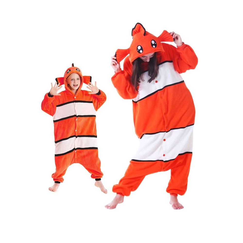 1184 Clownfish Onesie Unisex Adult Pajamas, Flannel One Piece Cosplay